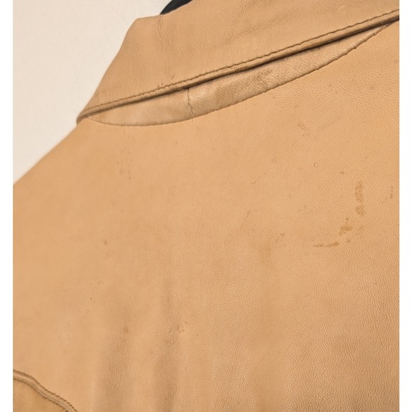 Mens Tan Nappa Leather Jacket Cowboy Western Style Star Embroidery Size L - Picture 4 of 11